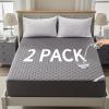image2 Pack Waterproof Mattress Protector Queen Size Mattress Pad Noiseless with Deep Pocket Fitted for 6quot18quot Soft Breathable DirtProof Bed Mattress Cover Washable for Home Bedroom Hotel GrayTwin