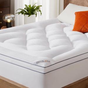imageBEDLORE King Mattress Topper Thick Pillow Top Pad for Back Pain Relief Cooling Soft Mattress Cover with Deep Pockets 618 inchWhite