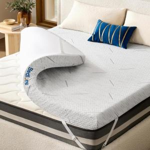 imageBEDLORE Queen Mattress Topper 3 Inch Gel Memory Foam Mattress Pad with Straps for Back Pain Relief Breathable ampamp NonSlip with Removable Washable CoverWhite