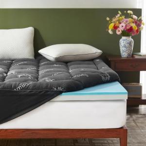 imageBEDLORE Queen Mattress Topper4 Inch Dual Layer 2quot Gel Memory Foam  2quot Plush Pillow Top Mattress Pad Cover Pressure Relief ampamp Back Pain Support Fluffy ampamp Breathable MediumFirmDark Gray