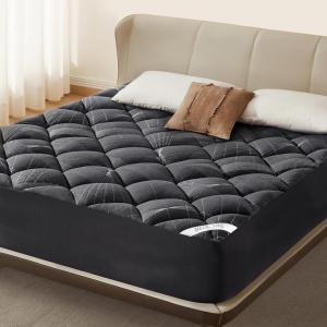imageBEDLORE Queen Mattress Topper Viscose Made from Bamboo Soft Pillow Top Mattress Pad Thick Mattress Cover for Back Pain Relief with 618 inches Deep PocketGray