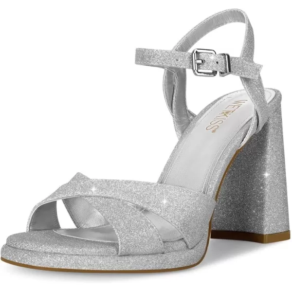 wetkiss Platform Heels Women Comfortable High Heeled Sandals with Adjustable Ankle Strap Chunky Heel For Wedding Homecoming Party Dress