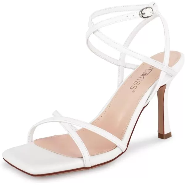wetkiss Strappy Heels Women Stiletto High Heeled Sandals Adjustable Ankle Strap Square Open Toe Pumps For Homecoming Party Dress Wedding