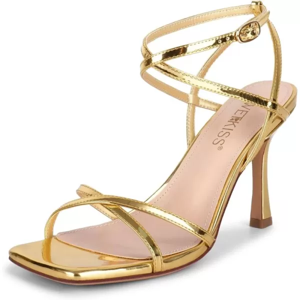 wetkiss Strappy Heels Women Stiletto High Heeled Sandals Adjustable Ankle Strap Square Open Toe Pumps For Homecoming Party Dress Wedding