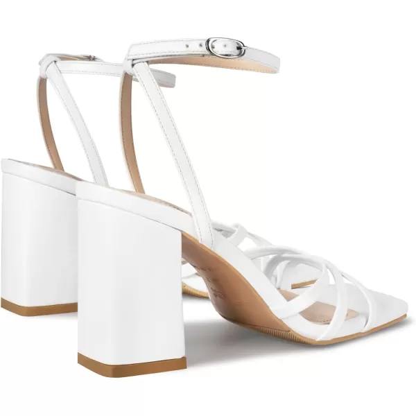 wetkiss Chunky Heels For Women Strappy Heels For Women 3.35" Heels Height With Adjustable Ankle Strap Square Open Toe For Homecoming Party Dress Gold Black White