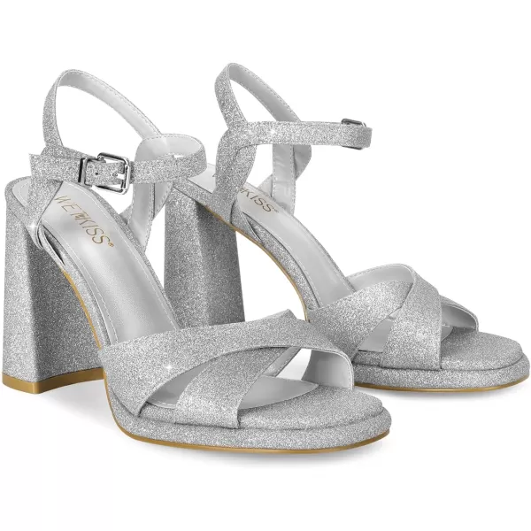 wetkiss Platform Heels Women Comfortable High Heeled Sandals with Adjustable Ankle Strap Chunky Heel For Wedding Homecoming Party Dress