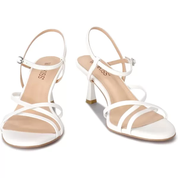 wetkiss Strappy Heels For Women Sandal Heels Low Heels Kitten Heels Adjustable Ankle Strap Round Open Toe For Homecoming Party Dress Wedding Gold Black White