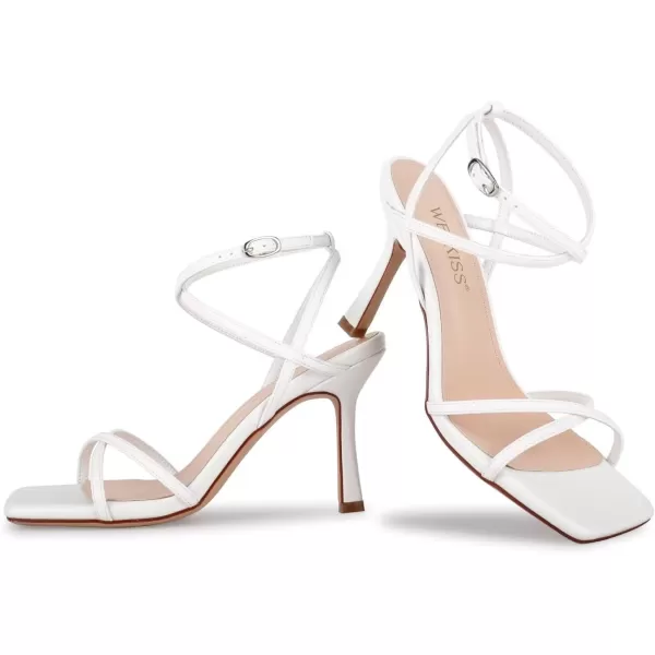 wetkiss Strappy Heels Women Stiletto High Heeled Sandals Adjustable Ankle Strap Square Open Toe Pumps For Homecoming Party Dress Wedding