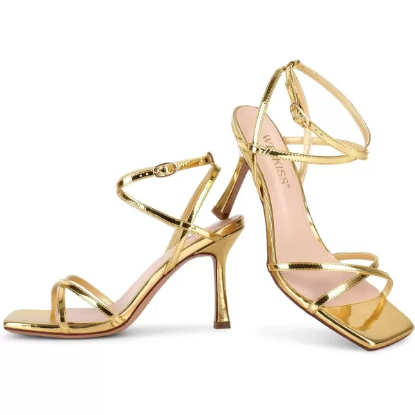 wetkiss Strappy Heels Women Stiletto High Heeled Sandals Adjustable Ankle Strap Square Open Toe Pumps For Homecoming Party Dress Wedding