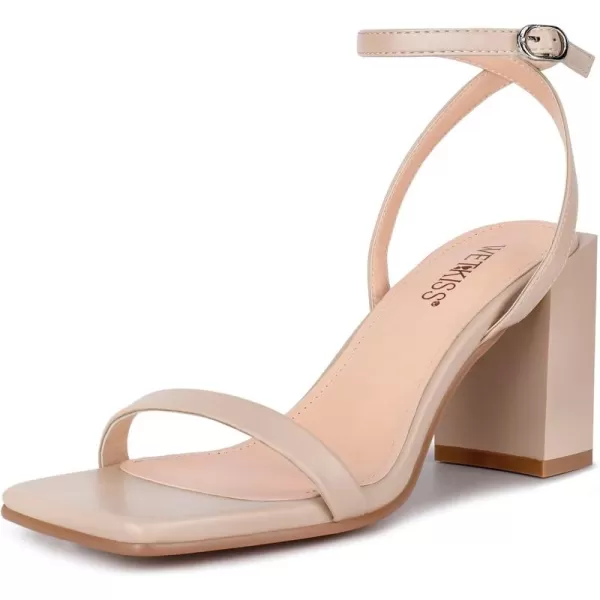 wetkiss Chunky Heels for Women Block Heeled Sandals with Square Open Toe and Adjustable Ankle Strap for Daily Wear