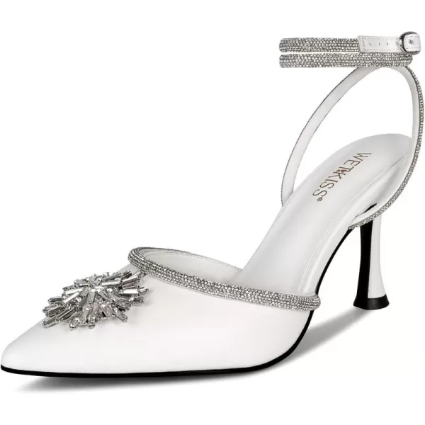 wetkiss Clear Heels Shoes for Women, Crystal Rhinestones Slingback Wedding Shoes Pointed Toe High Heel Sandals