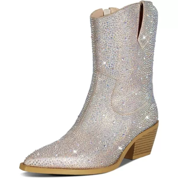 wetkiss Cowboy Boots for Women, Cowgirl Boots with Side Zipper and Chunky Heel Design for Music Festivals, Weddings...