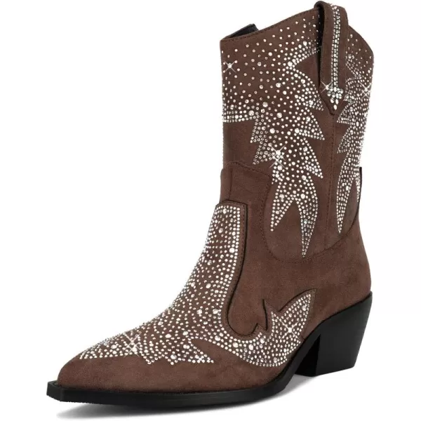 wetkiss Cowboy Boots for Women, Cowgirl Boots with Side Zipper and Chunky Heel Design for Music Festivals, Weddings...