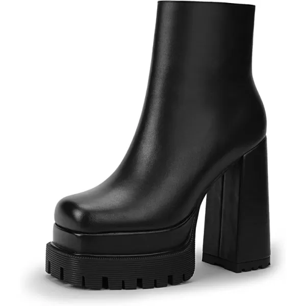 wetkiss Platform Boots for Women, with Sassy Platform, Chunky Heel, Square Toe and Side Zipper Design