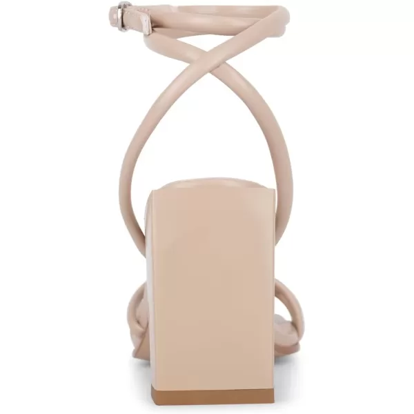 wetkiss Chunky Heels For Women Strappy Heels For Women 3.35" Heels Height With Adjustable Ankle Strap Square Open Toe For Homecoming Party Dress Black White Nude
