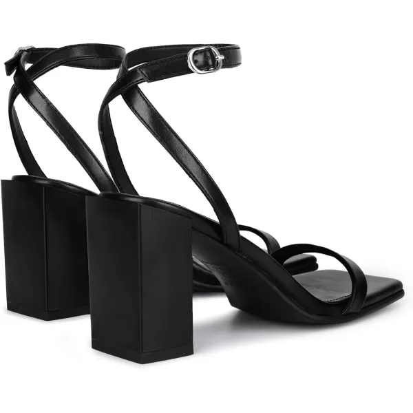 wetkiss Chunky Heels for Women Block Heeled Sandals with Square Open Toe and Adjustable Ankle Strap for Daily Wear
