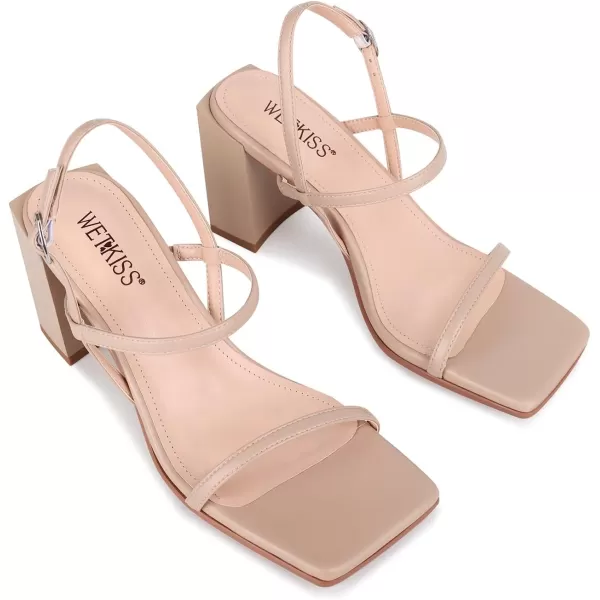 wetkiss Chunky Heels for Women, with Square Toe, Chunky Heel and Ankle Strap Design, Comfortable and Stylish