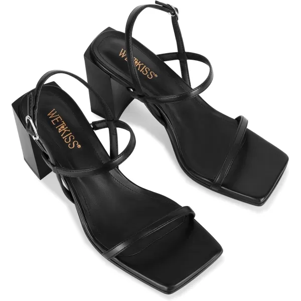 wetkiss Chunky Heels for Women, with Square Toe, Chunky Heel and Ankle Strap Design, Comfortable and Stylish