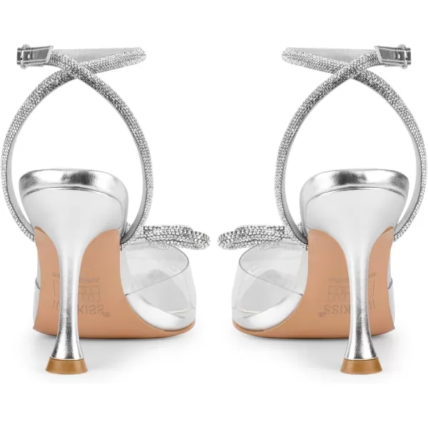 wetkiss Clear Heels Shoes for Women, Crystal Rhinestones Slingback Wedding Shoes Pointed Toe High Heel Sandals