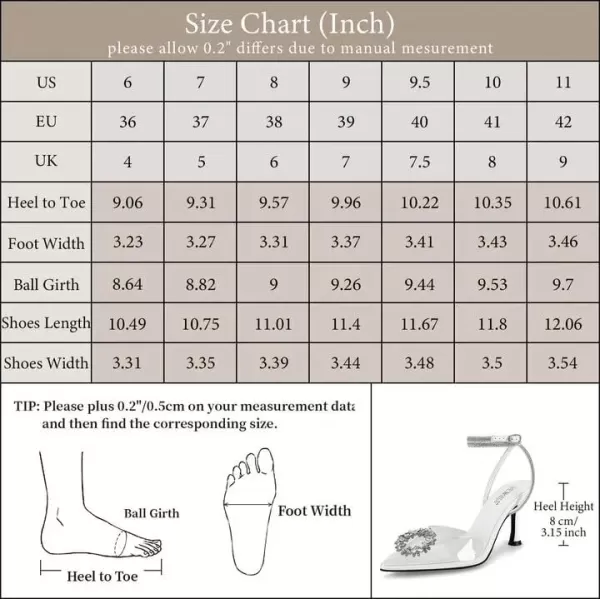 wetkiss Clear Heels Shoes for Women, Crystal Rhinestones Slingback Wedding Shoes Pointed Toe High Heel Sandals