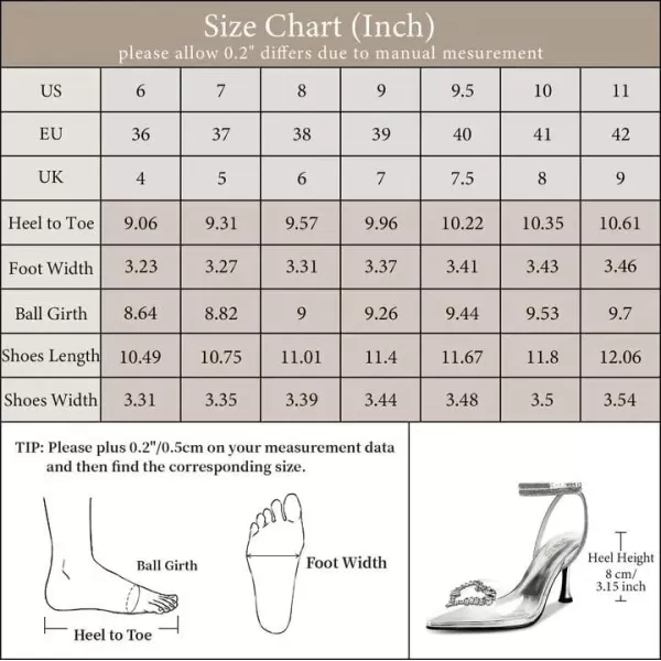 wetkiss Clear Heels Shoes for Women, Crystal Rhinestones Slingback Wedding Shoes Pointed Toe High Heel Sandals