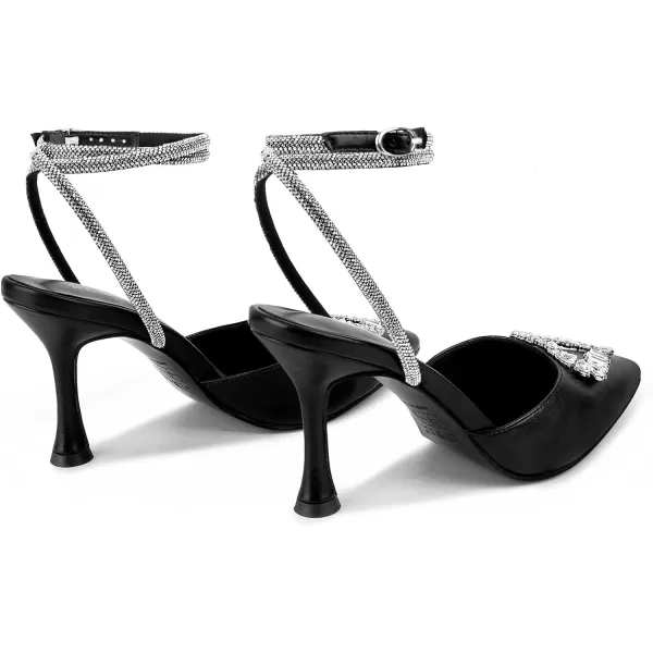 wetkiss Clear Heels Shoes for Women, Crystal Rhinestones Slingback Wedding Shoes Pointed Toe High Heel Sandals