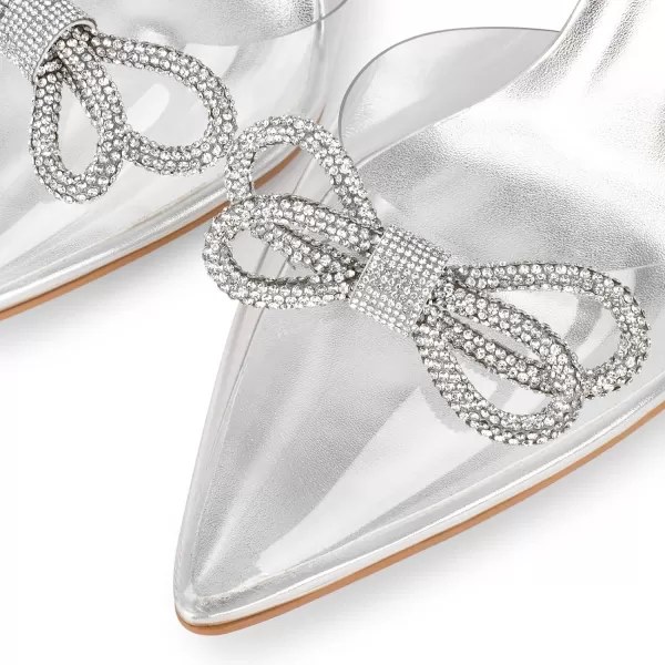 wetkiss Clear Heels Shoes for Women, Crystal Rhinestones Slingback Wedding Shoes Pointed Toe High Heel Sandals