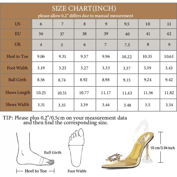 wetkiss Clear Heels Shoes for Women, Crystal Rhinestones Slingback Wedding Shoes Pointed Toe High Heel Sandals