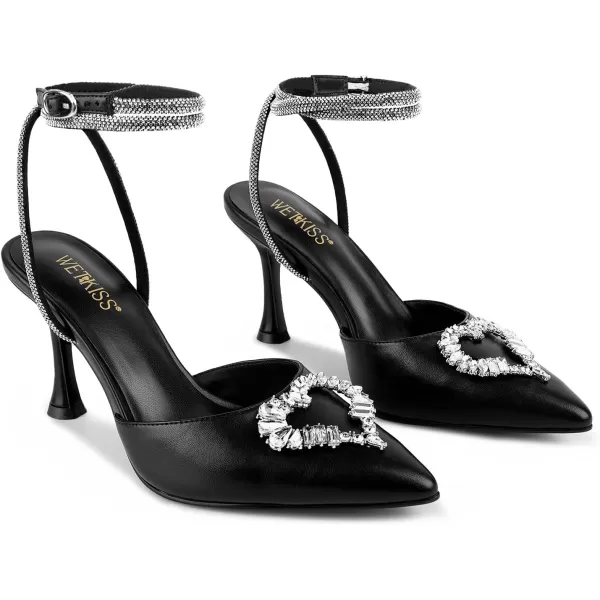 wetkiss Clear Heels Shoes for Women, Crystal Rhinestones Slingback Wedding Shoes Pointed Toe High Heel Sandals