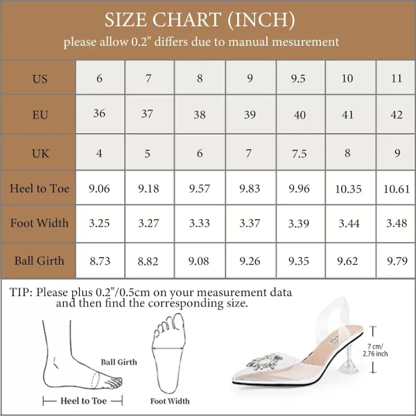 wetkiss Clear Heels Shoes for Women, Crystal Rhinestones Slingback Wedding Shoes Pointed Toe High Heel Sandals