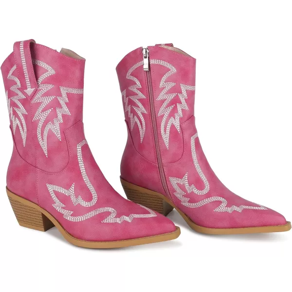 wetkiss Cowboy Boots for Women, Cowgirl Boots with Side Zipper and Chunky Heel Design for Music Festivals, Weddings...
