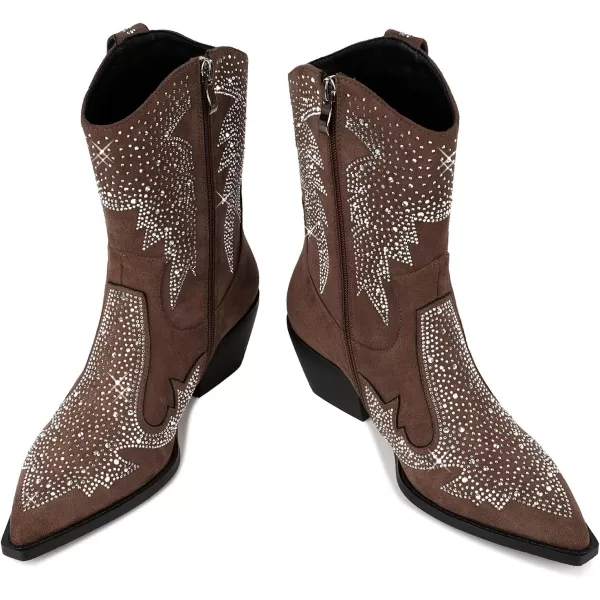 wetkiss Cowboy Boots for Women, Cowgirl Boots with Side Zipper and Chunky Heel Design for Music Festivals, Weddings...