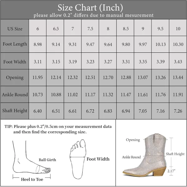 wetkiss Cowboy Boots for Women, Cowgirl Boots with Side Zipper and Chunky Heel Design for Music Festivals, Weddings...