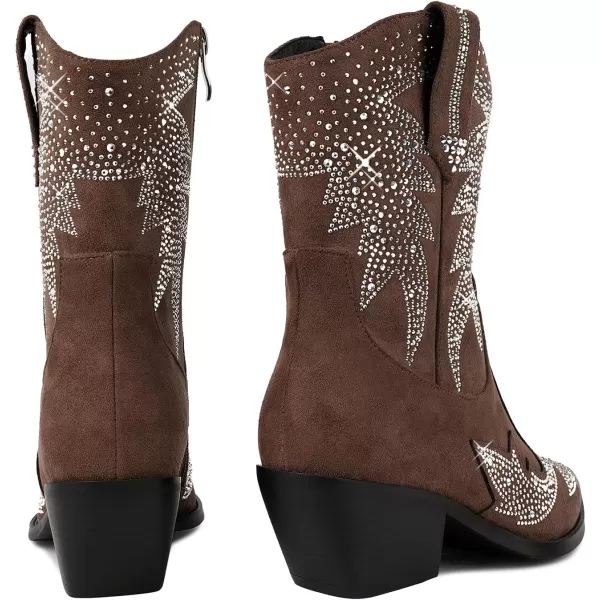 wetkiss Cowboy Boots for Women, Cowgirl Boots with Side Zipper and Chunky Heel Design for Music Festivals, Weddings...