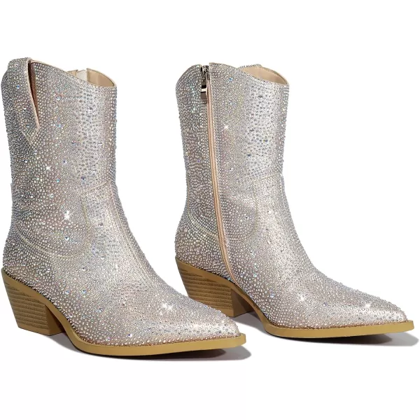 wetkiss Cowboy Boots for Women, Cowgirl Boots with Side Zipper and Chunky Heel Design for Music Festivals, Weddings...