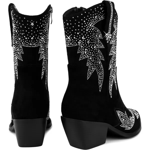 wetkiss Cowboy Boots for Women, Cowgirl Boots with Side Zipper and Chunky Heel Design for Music Festivals, Weddings...