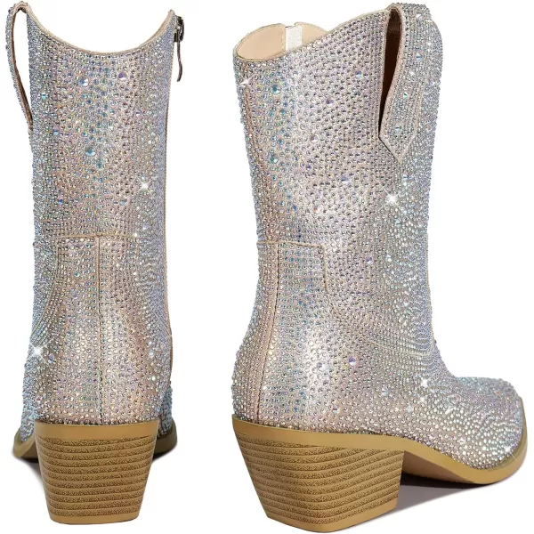 wetkiss Cowboy Boots for Women, Cowgirl Boots with Side Zipper and Chunky Heel Design for Music Festivals, Weddings...