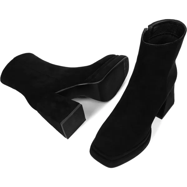 wetkiss Platform Boots for Women, with Sassy Platform, Chunky Heel, Square Toe and Side Zipper Design