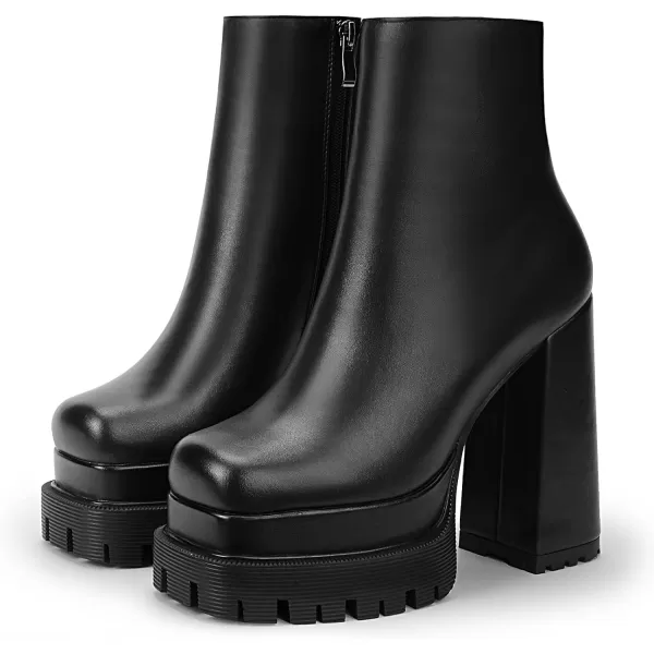 wetkiss Platform Boots for Women, with Sassy Platform, Chunky Heel, Square Toe and Side Zipper Design