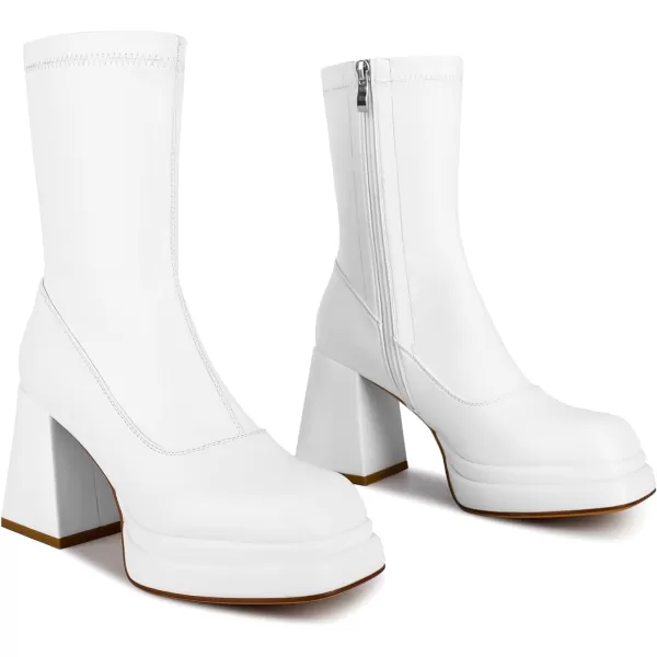 wetkiss Platform Boots for Women, with Sassy Platform, Chunky Heel, Square Toe and Side Zipper Design