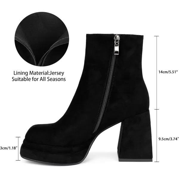 wetkiss Platform Boots for Women, with Sassy Platform, Chunky Heel, Square Toe and Side Zipper Design