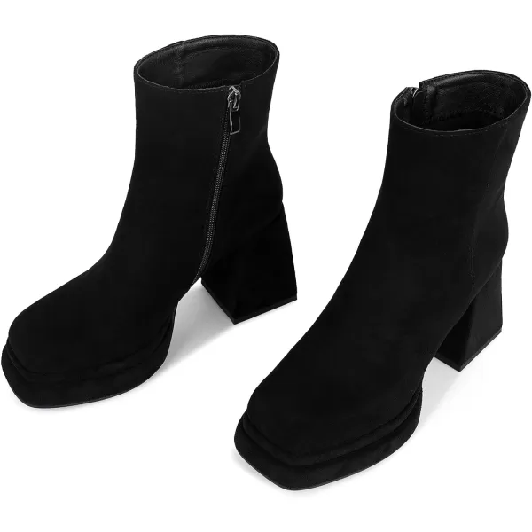 wetkiss Platform Boots for Women, with Sassy Platform, Chunky Heel, Square Toe and Side Zipper Design