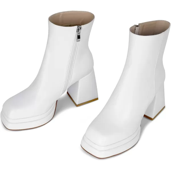 wetkiss Platform Boots for Women, with Sassy Platform, Chunky Heel, Square Toe and Side Zipper Design