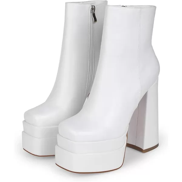 wetkiss Platform Boots for Women, with Sassy Platform, Chunky Heel, Square Toe and Side Zipper Design