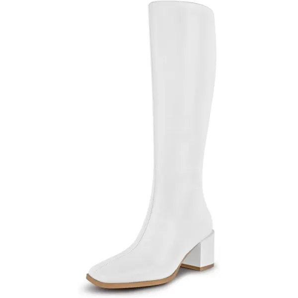 wetkiss Knee High Boots for Women Gogo Boots 70s Boots with Chunky Heel, Square Toe and Side Zipper Design Fashion Dress Boots