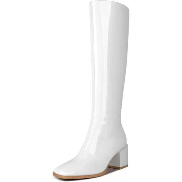wetkiss Knee High Boots for Women Gogo Boots 70s Boots with Chunky Heel, Square Toe and Side Zipper Design Fashion Dress Boots