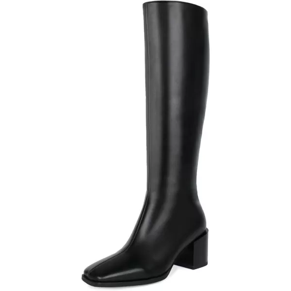 wetkiss Knee High Boots for Women Gogo Boots 70s Boots with Chunky Heel, Square Toe and Side Zipper Design Fashion Dress Boots