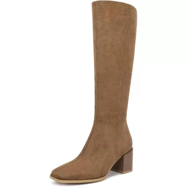 wetkiss Knee High Boots for Women Gogo Boots 70s Boots with Chunky Heel, Square Toe and Side Zipper Design Fashion Dress Boots