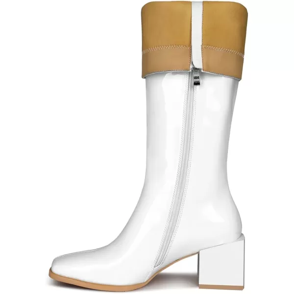 wetkiss Knee High Boots for Women Gogo Boots 70s Boots with Chunky Heel, Square Toe and Side Zipper Design Fashion Dress Boots