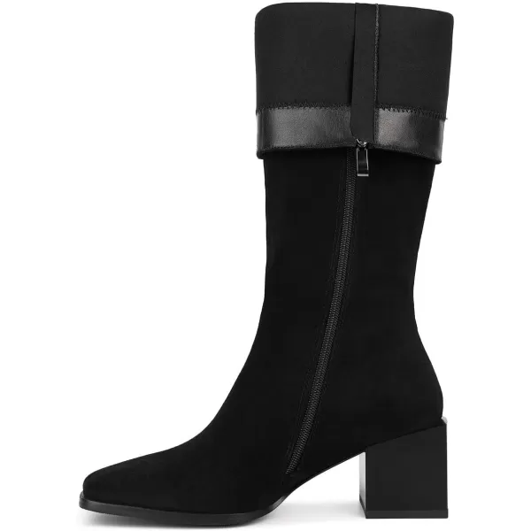 wetkiss Knee High Boots for Women Gogo Boots 70s Boots with Chunky Heel, Square Toe and Side Zipper Design Fashion Dress Boots
